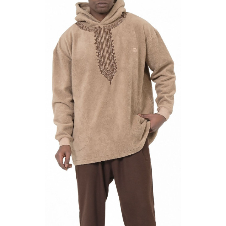 Hoodie Etniz Oversized QTT1032 coffee - Qabail