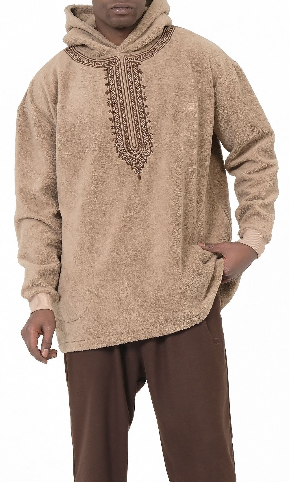 Hoodie Etniz Oversized QTT1032 coffee - Qabail