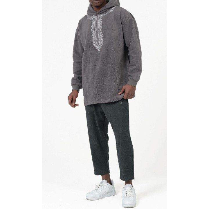 Hoodie Etniz Oversized QTT1032 anthracite - Qabail