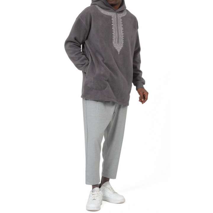 Hoodie Etniz Oversized QTT1032 anthracite - Qabail