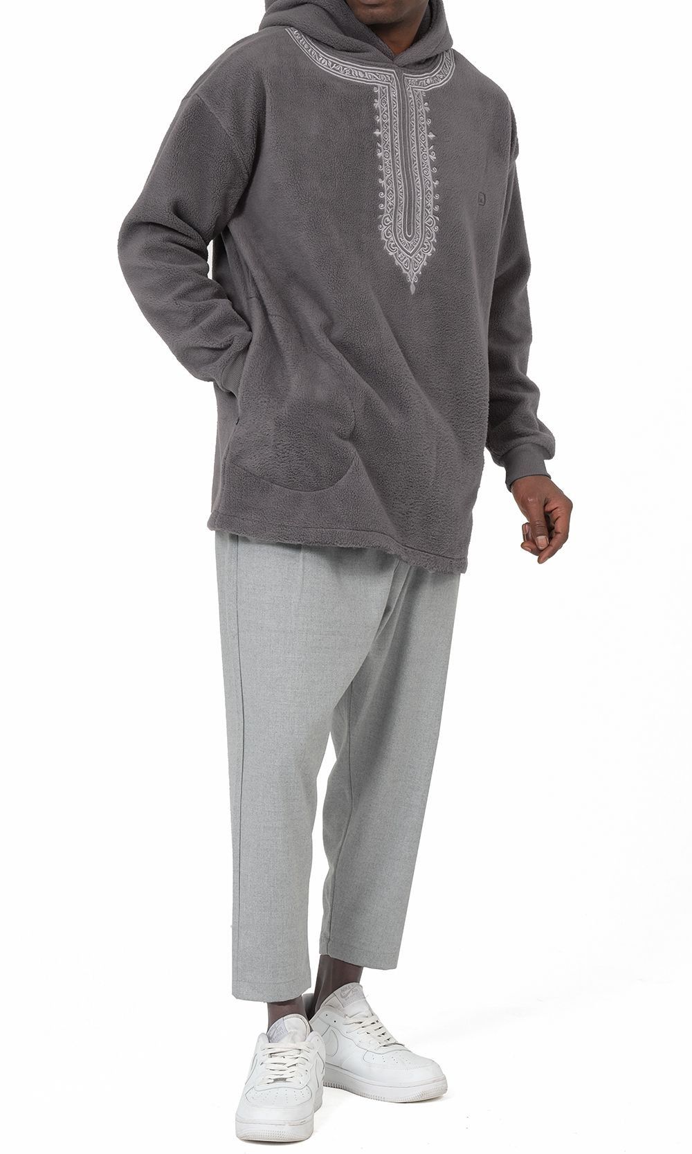 Hoodie Etniz Oversized QTT1032 anthracite - Qabail