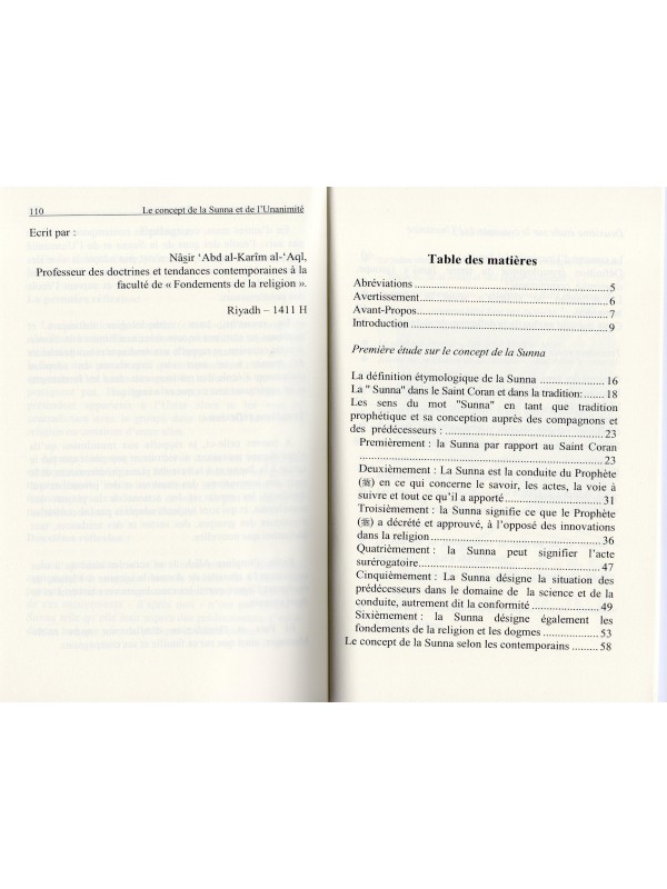LE CONCEPT DE LA SUNNA ET DE L'UNANIMITE
