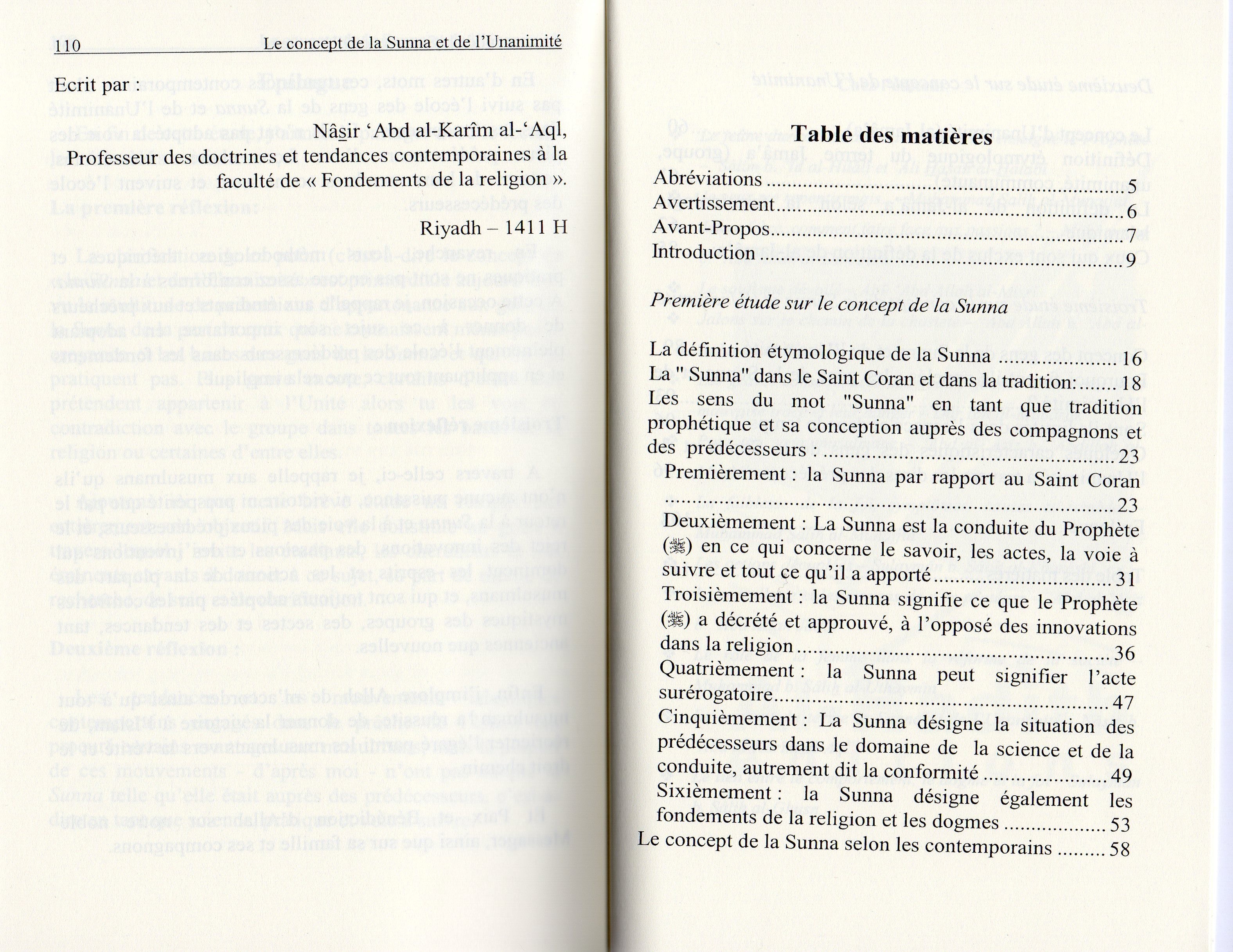 LE CONCEPT DE LA SUNNA ET DE L'UNANIMITE