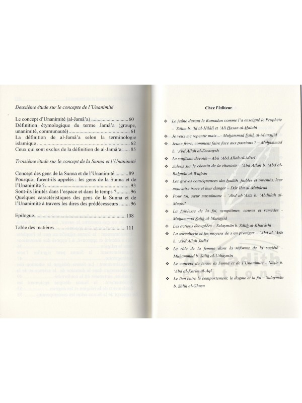LE CONCEPT DE LA SUNNA ET DE L'UNANIMITE