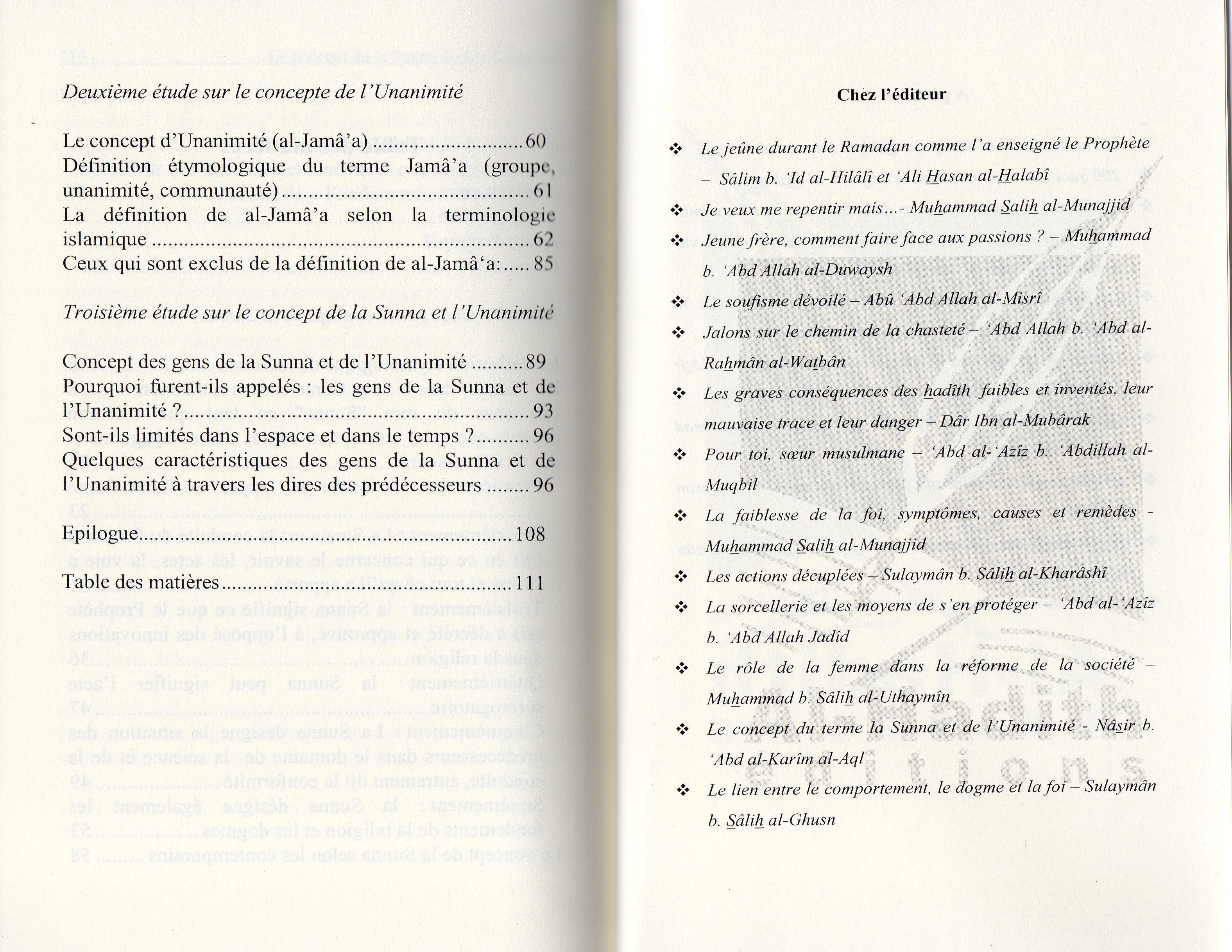 LE CONCEPT DE LA SUNNA ET DE L'UNANIMITE