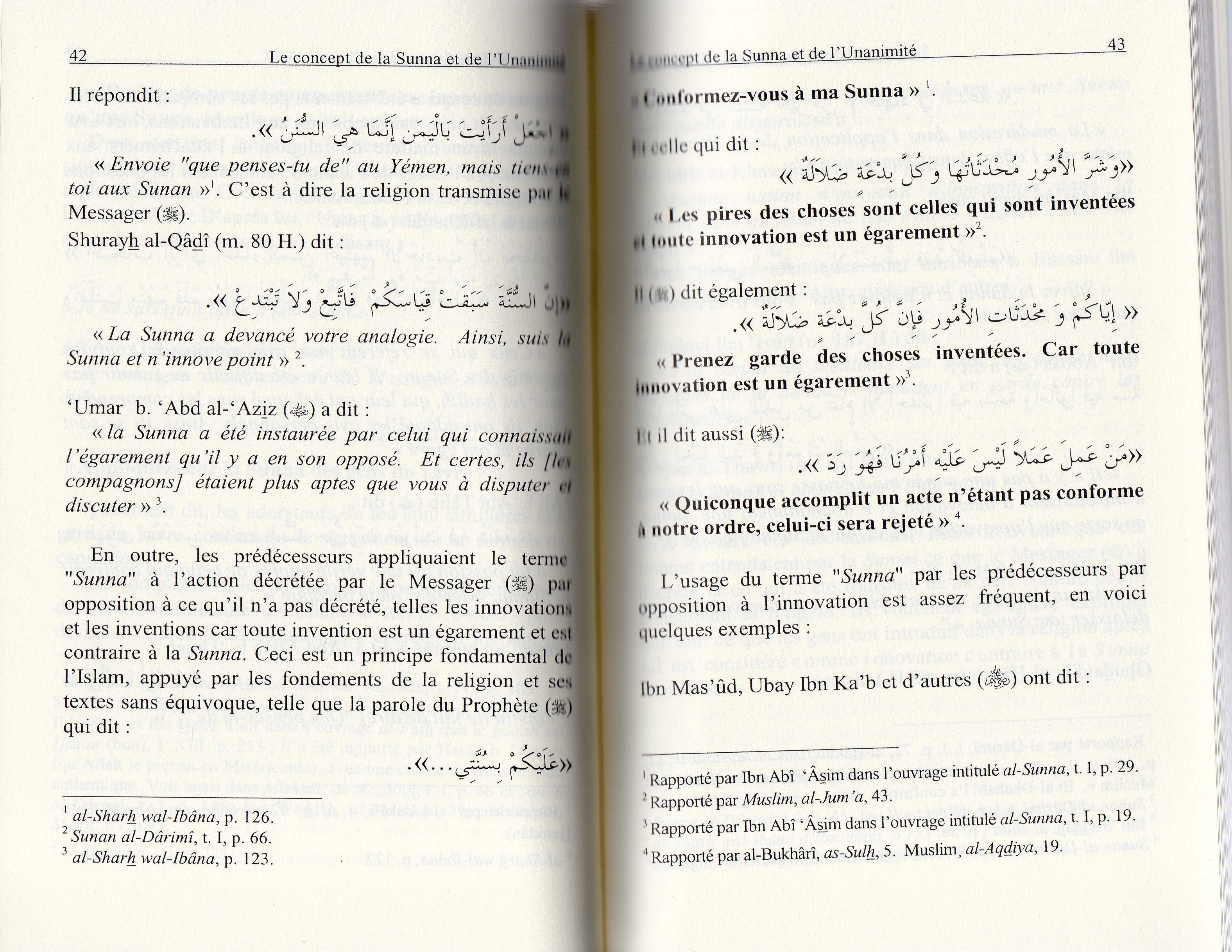 LE CONCEPT DE LA SUNNA ET DE L'UNANIMITE