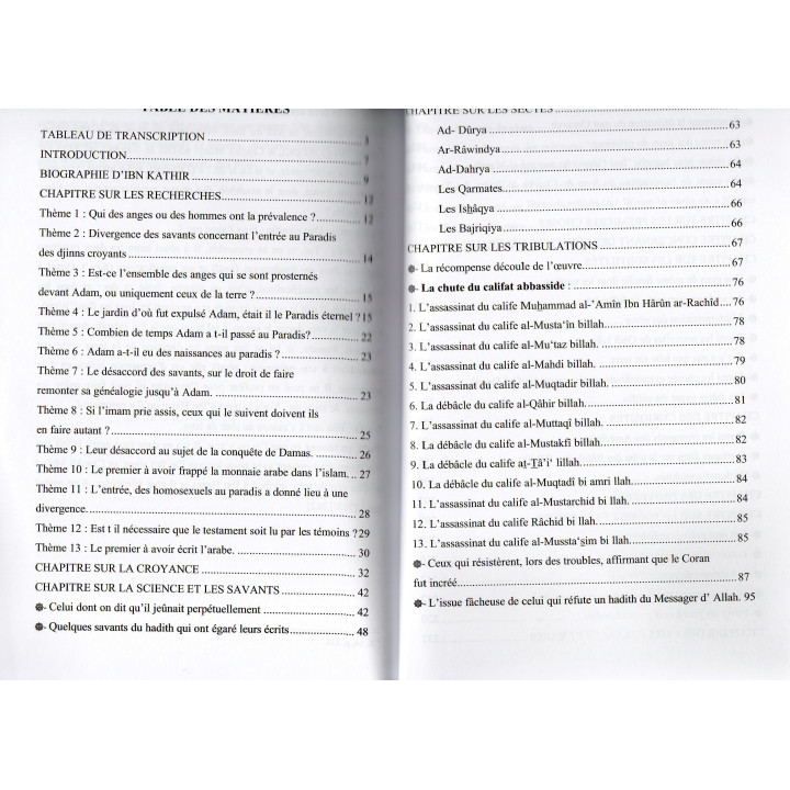 CLASSIFICATION DES POINTS NOTABLES DE AL BIDAYA WA AN NIHAYA