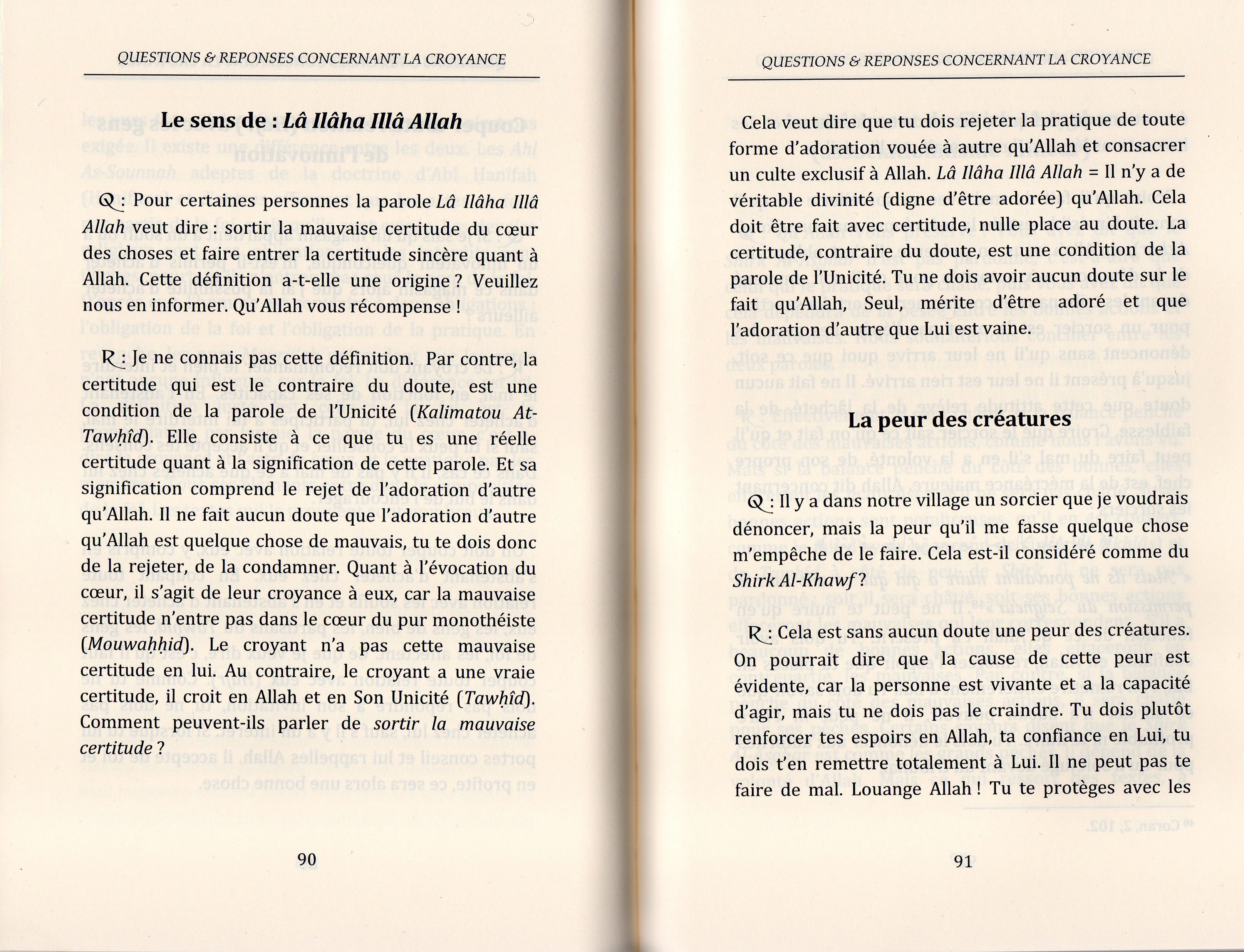QUESTIONS ET REPONSES CONCERNANT LA CROYANCE