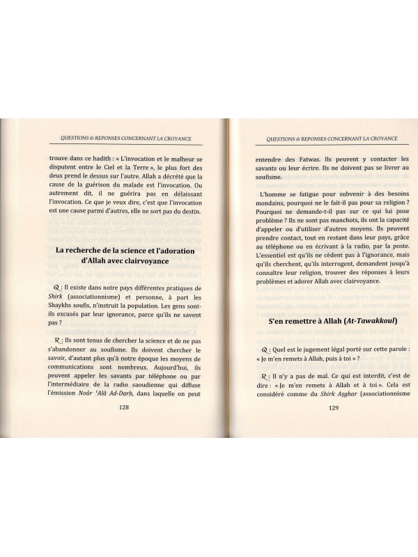 QUESTIONS ET REPONSES CONCERNANT LA CROYANCE