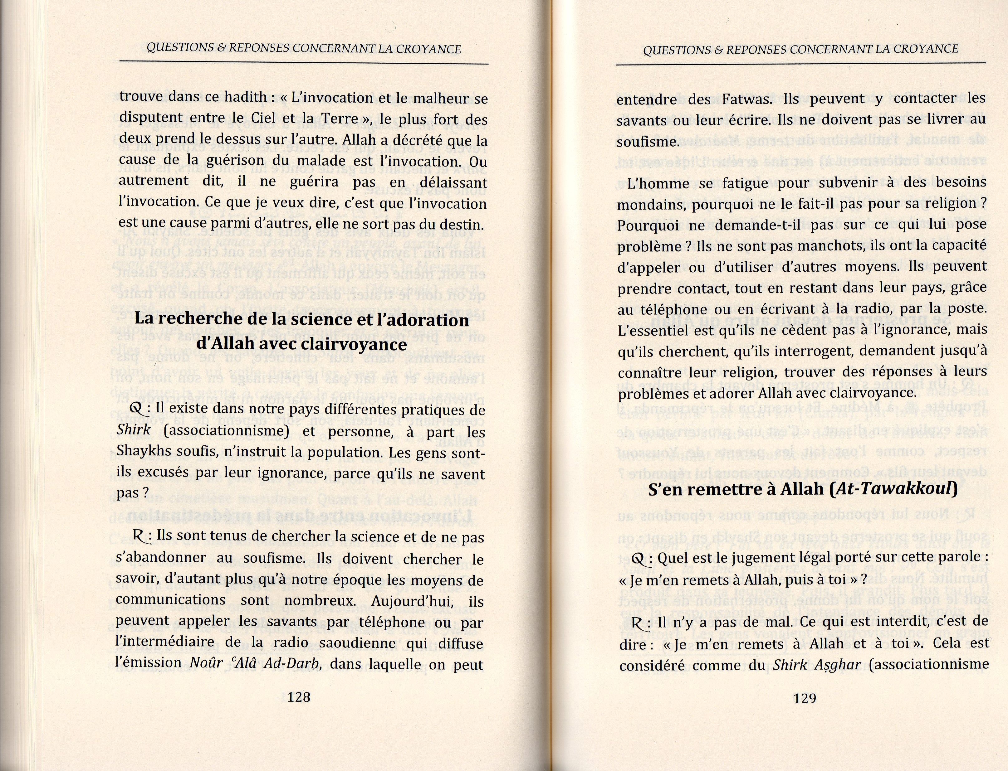 QUESTIONS ET REPONSES CONCERNANT LA CROYANCE
