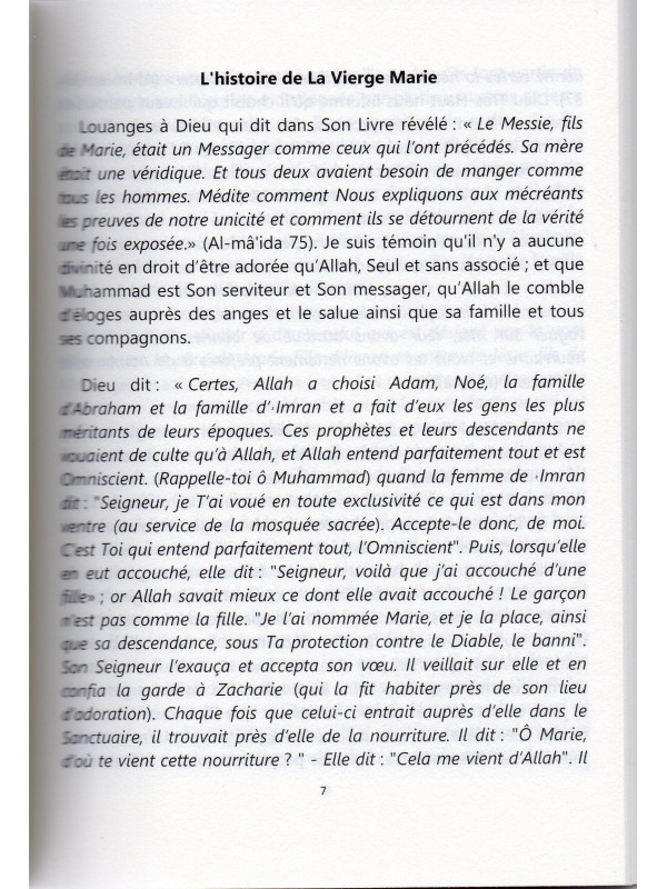 L'histoire de la vierge marie et la vérité sur la vie de jésus - Dar al muslim