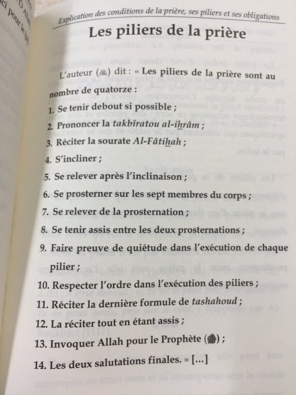 Explication des conditions de la prière ses piliers et ses obligations 