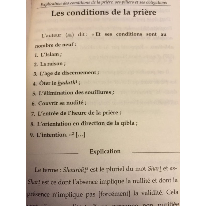 Explication des conditions de la prière ses piliers et ses obligations 