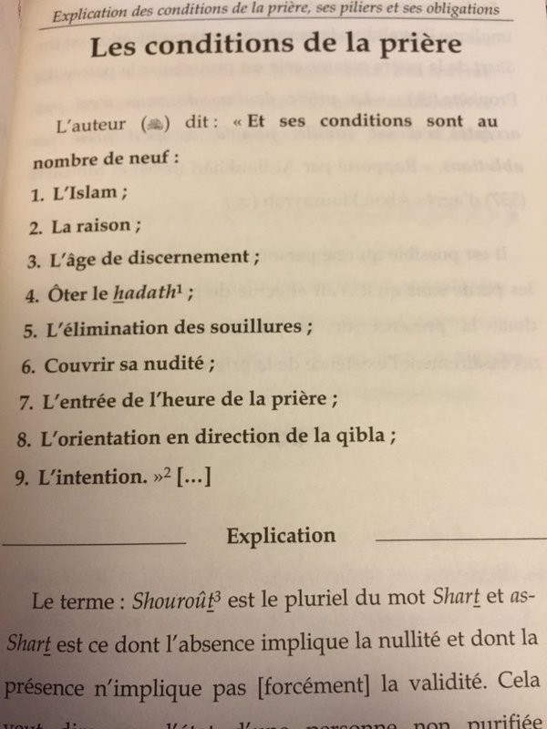 Explication des conditions de la prière ses piliers et ses obligations 