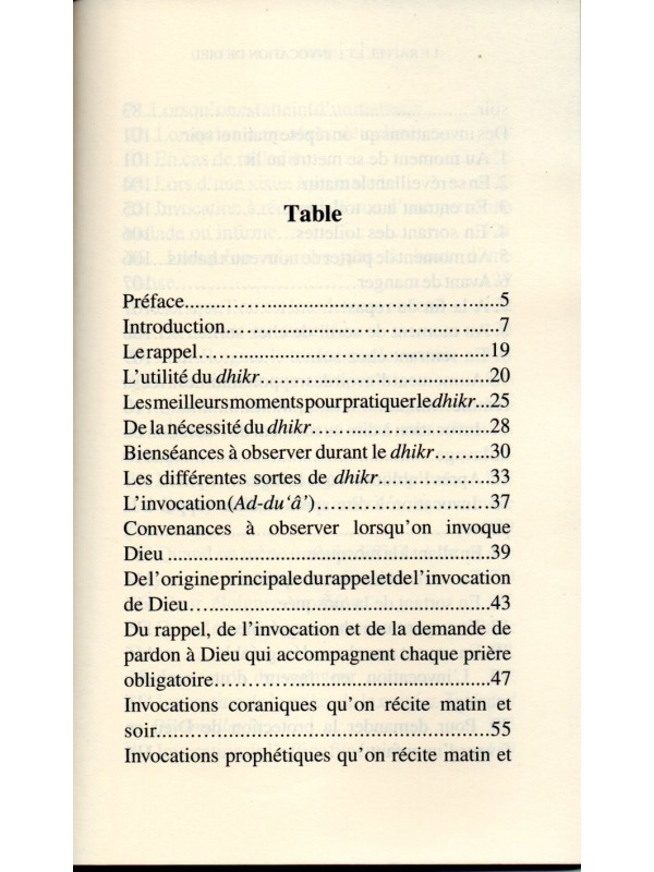 Le rappel et l'invocation de Dieu Sâdiq Charaf