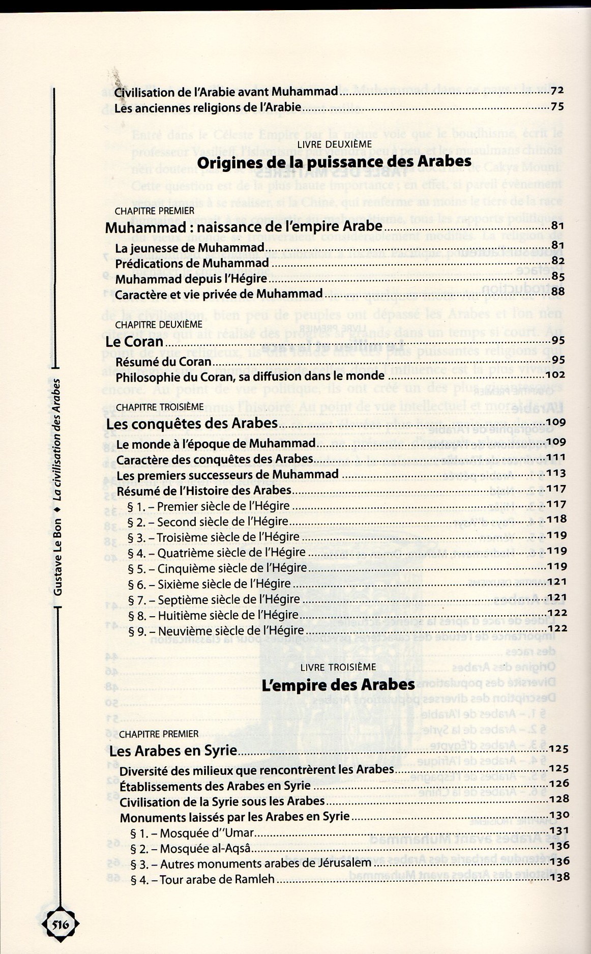 La civilisation des arabes GUSTAVE LE BON