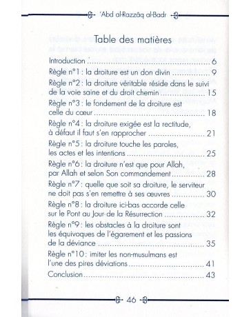 10 Règles dans la droiture ABD RAZZAQ AL BADR