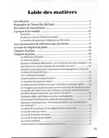 Explication Du Chapitre du Jeune de l'Epitre d'Ibn Zayd AL QAYRAWANI