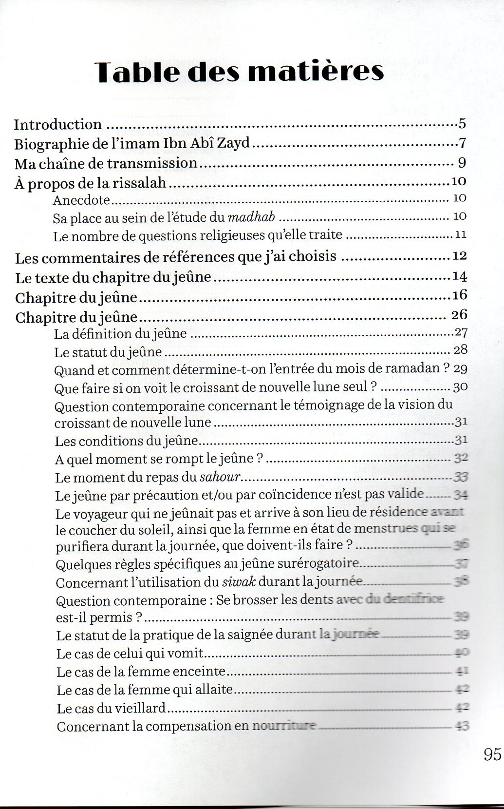 Explication Du Chapitre du Jeune de l'Epitre d'Ibn Zayd AL QAYRAWANI
