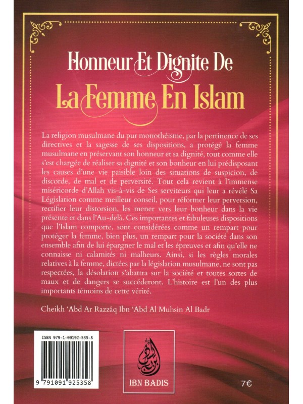 HONNEUR ET DIGNITE DE LA FEMME EN ISLAM Cheikh Al Badr