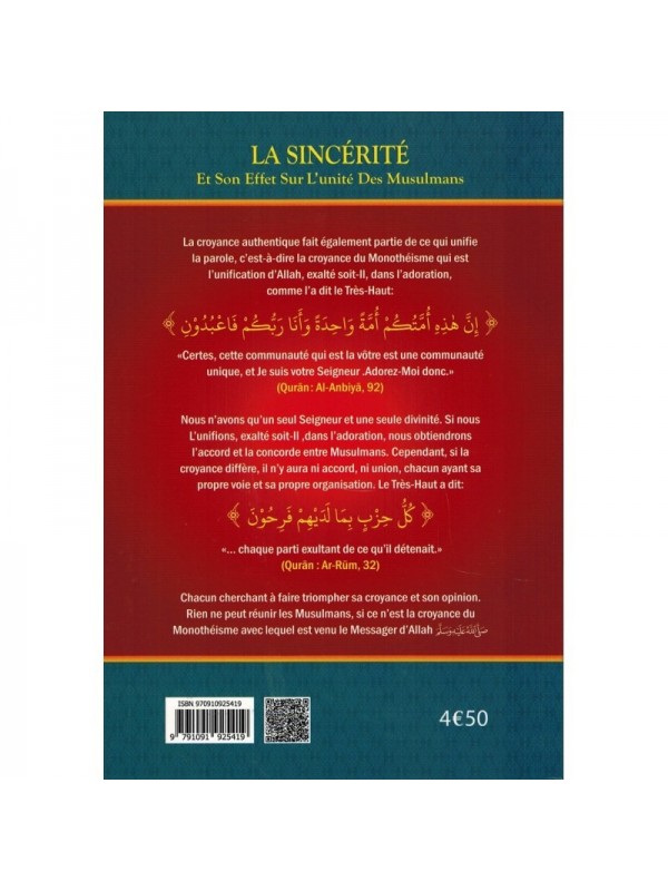 La Sincérité et son effet sur l'unité des musulmans CHEIKH FAWZAN