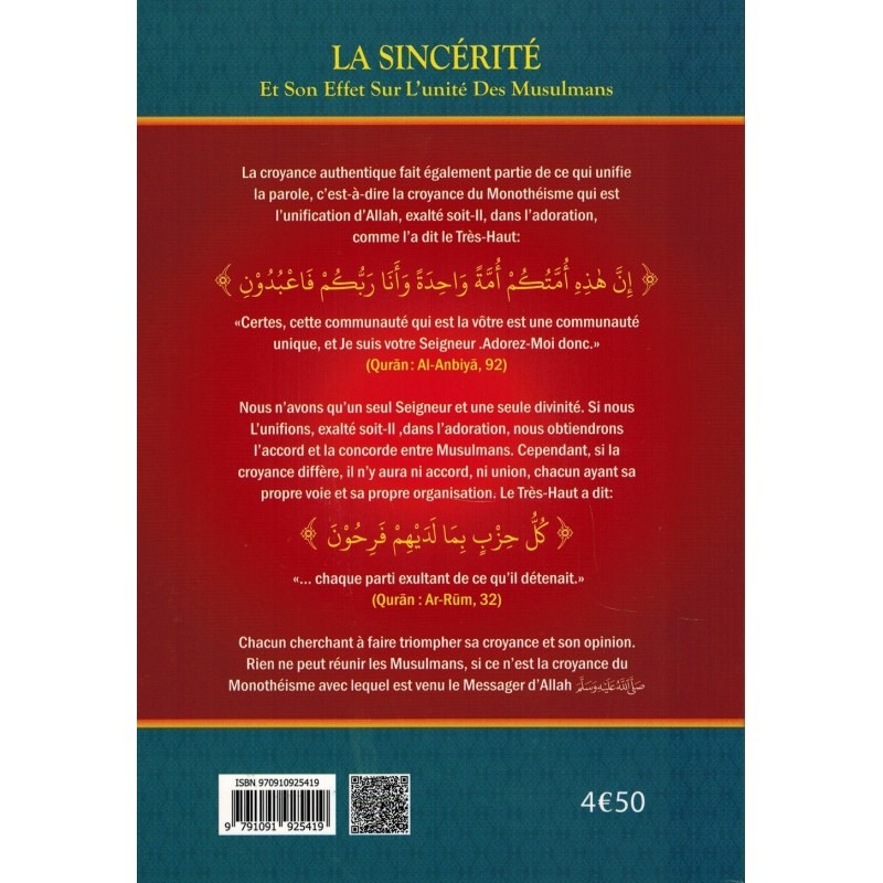La Sincérité et son effet sur l'unité des musulmans CHEIKH FAWZAN