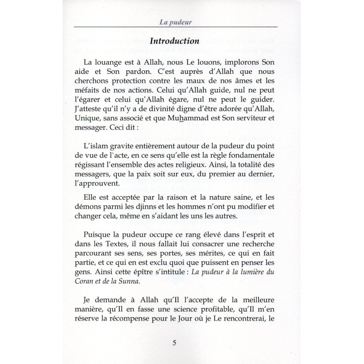 La pudeur A la lumière du coran et de la sunna Shaykh Salim AL HILALI