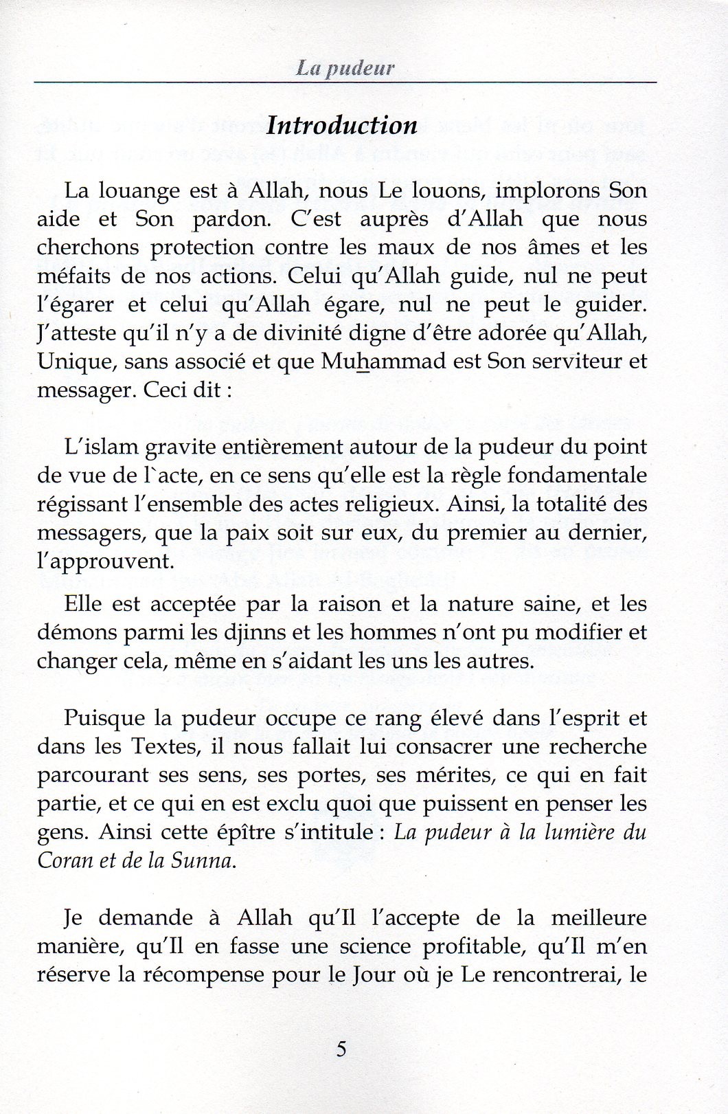 La pudeur A la lumière du coran et de la sunna Shaykh Salim AL HILALI