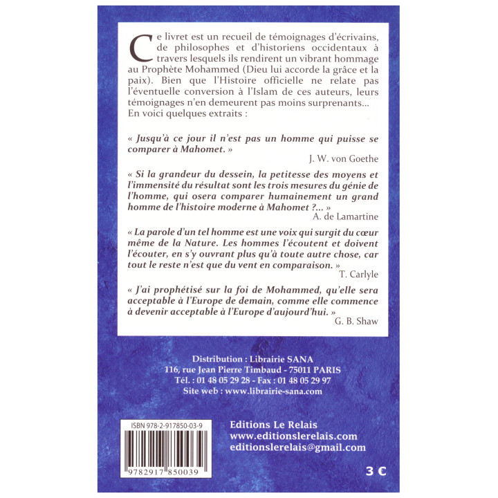 Le prophète Mohammed...l'Occident témoigne-A. Benamara K. Temmar- Edition Le Relais