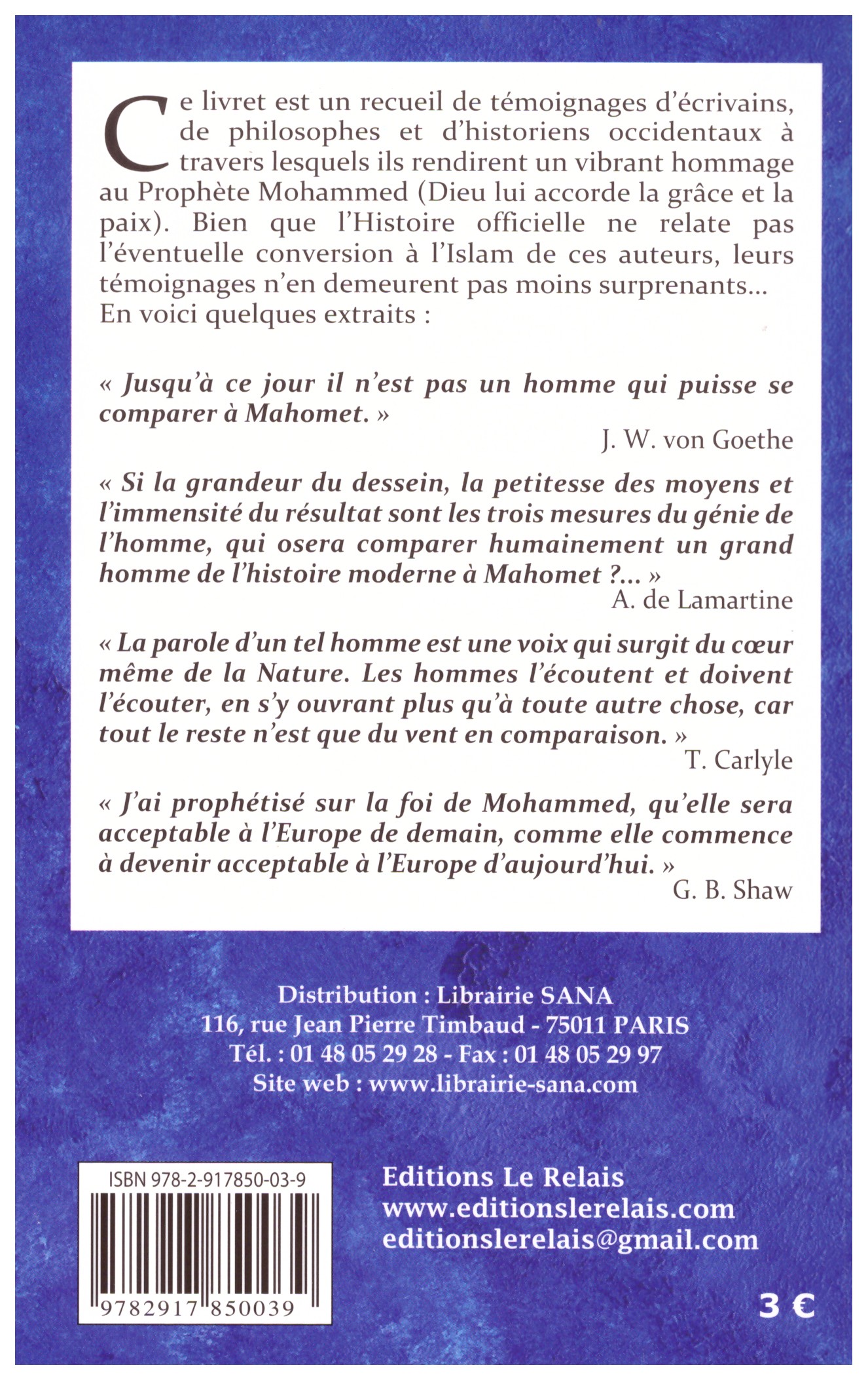 Le prophète Mohammed...l'Occident témoigne-A. Benamara K. Temmar- Edition Le Relais