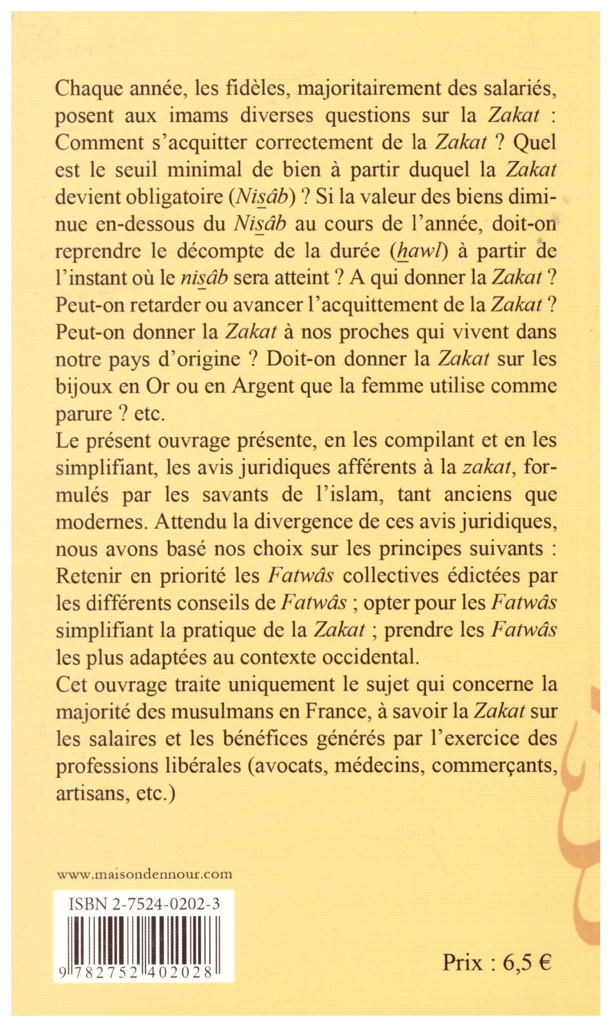 La zakat sur les salaires- Abdallah Dliouah- Edition Maison d'Ennour