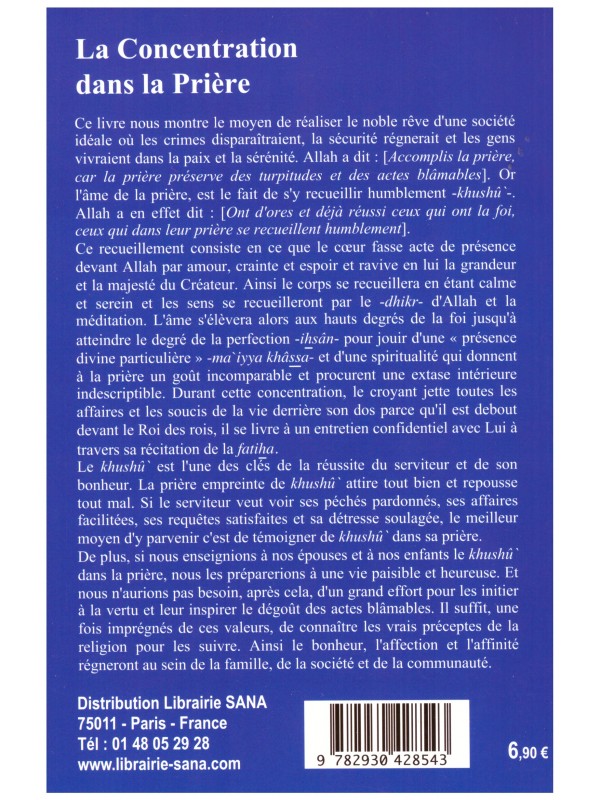 La concentration dans la prière - Baddi Mohammad - Edition Al Madina