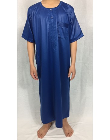 Qamis Enfant / Ado - manches courtes  - Bleu - Atlas