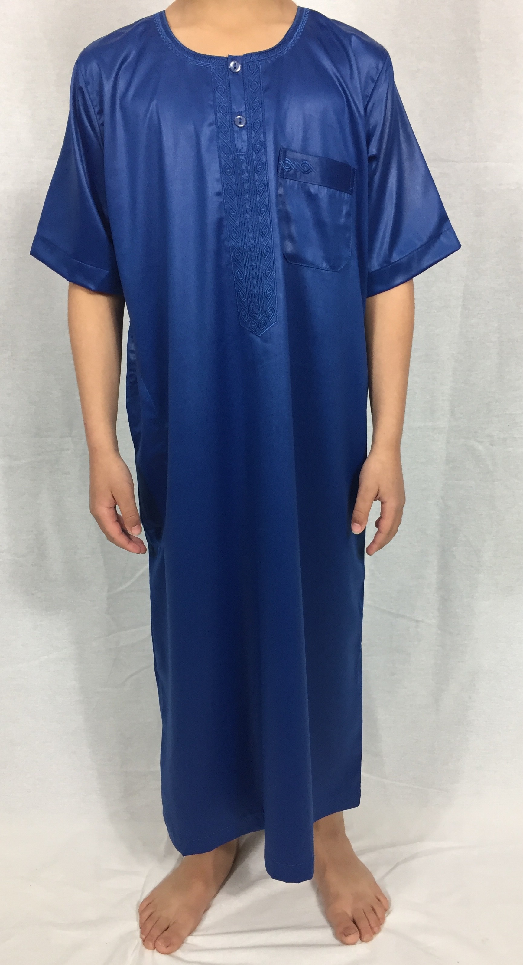 Qamis Enfant / Ado - manches courtes  - Bleu - Atlas