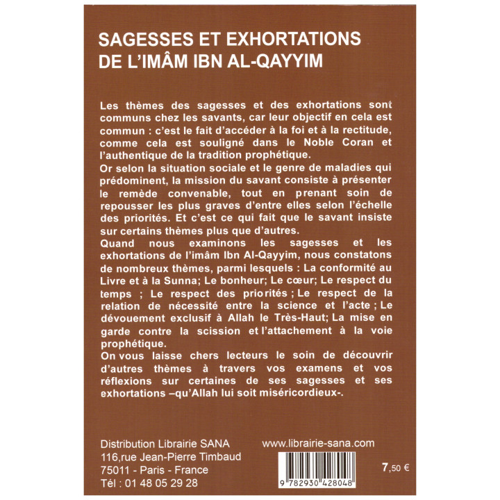 Sagesses et exhortations- l'imam Ibn Al-Qayyim - Edition Al madina