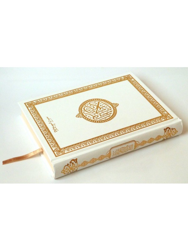 Le Coran en arabe- Couverture Blanche et dorée - 17 x 24 cm