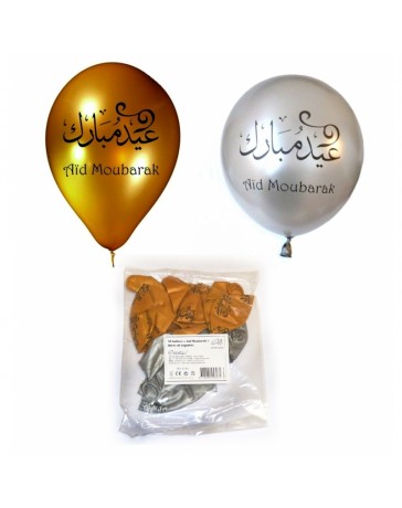 Sachet de 10 ballons - Aid Moubarak - Argenté et Doré