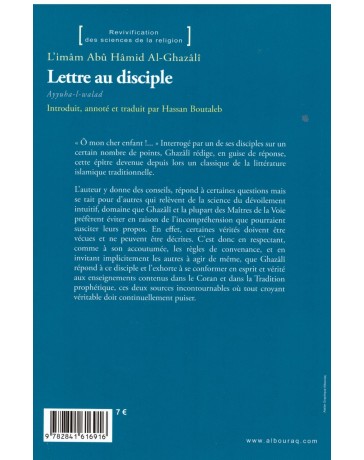 Lettre au disciple - Al Ghazali - Edition Al Bouraq