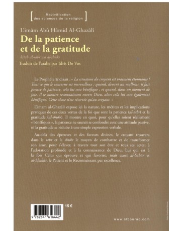 De la patience et de la gratitude - Al Ghazali - Edition Al Bouraq
