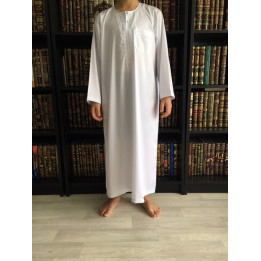 Qamis Enfant / Ado - Manches longues  - Blanc - Atlas