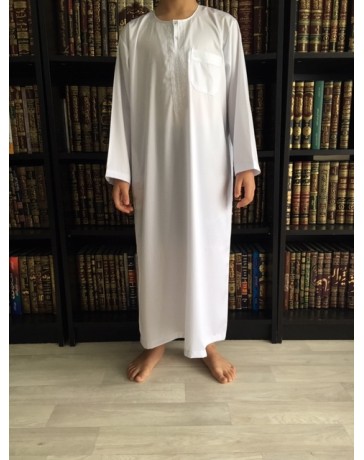 Qamis Enfant / Ado - Manches longues  - Blanc - Atlas
