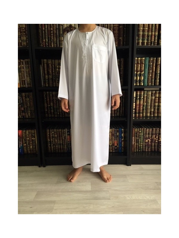 Qamis Enfant / Ado - Manches longues  - Blanc - Atlas