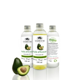 Huile d'avocat 100% pure et naturelle  - 100ml - Tameem