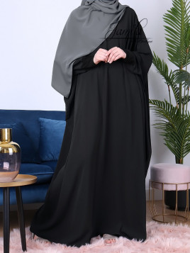 Abaya papillon Noir- tissu microfibre - Jamila