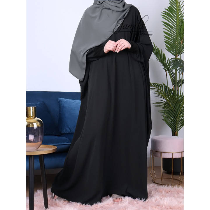 Abaya papillon Noir- tissu microfibre - Jamila