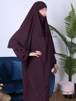 Cape, Khimar 2 en 1 - modèle pointu - Tissu Microfibre - aubergine