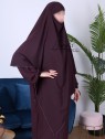Cape, Khimar 2 en 1 - modèle pointu - Tissu Microfibre - aubergine