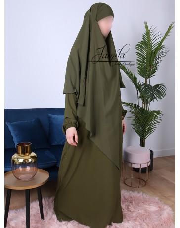 Cape, Khimar 2 en 1 - modèle pointu - Tissu Microfibre - vert