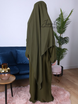 Cape, Khimar 2 en 1 - modèle pointu - Tissu Microfibre - vert