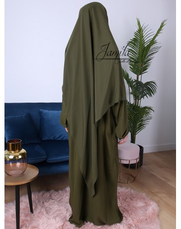 Cape, Khimar 2 en 1 - modèle pointu - Tissu Microfibre - vert